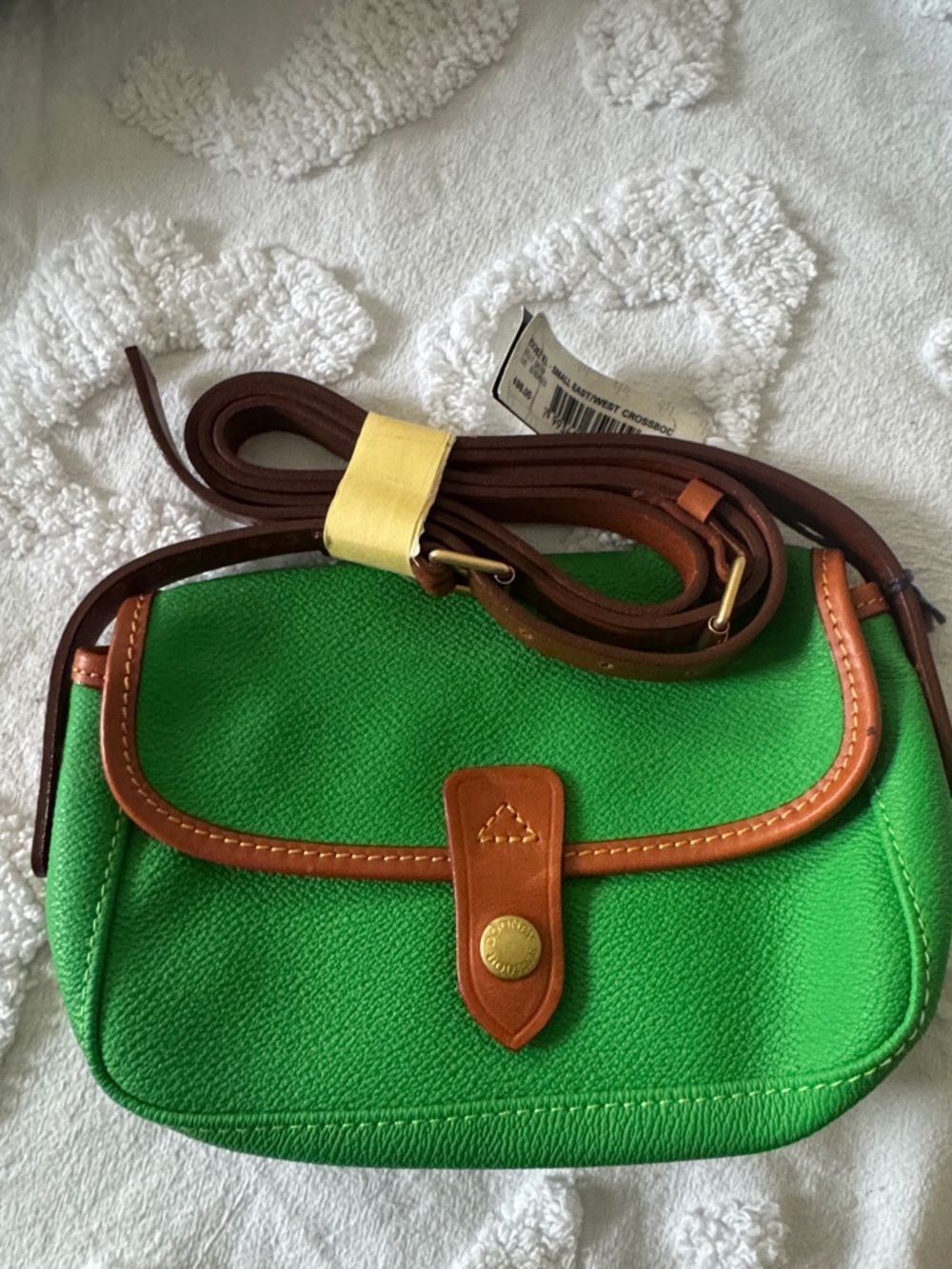 NWT Dooney & Bourke Green Crossbody Bag with Brown Trim